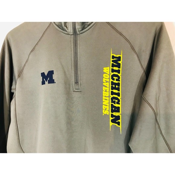 Michigan Wolverines Logo NCAA 1/4 Zip Pullover Champion Gray Size Medium - Picture 2 of 5